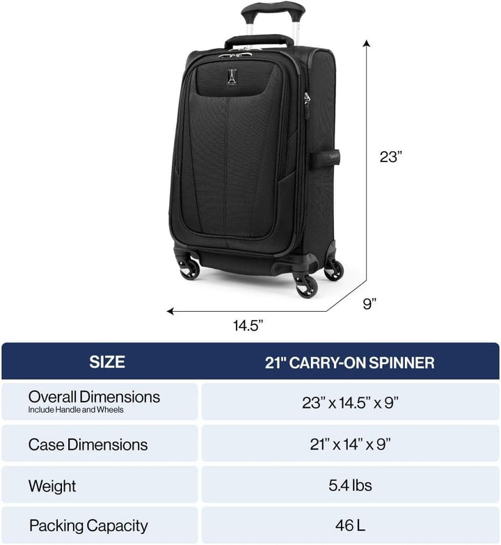 Travelpro Maxlite 5 Tragbarer Koffer, 53 cm, Schwarz (Schwarz) - 401176101, Schwarz
