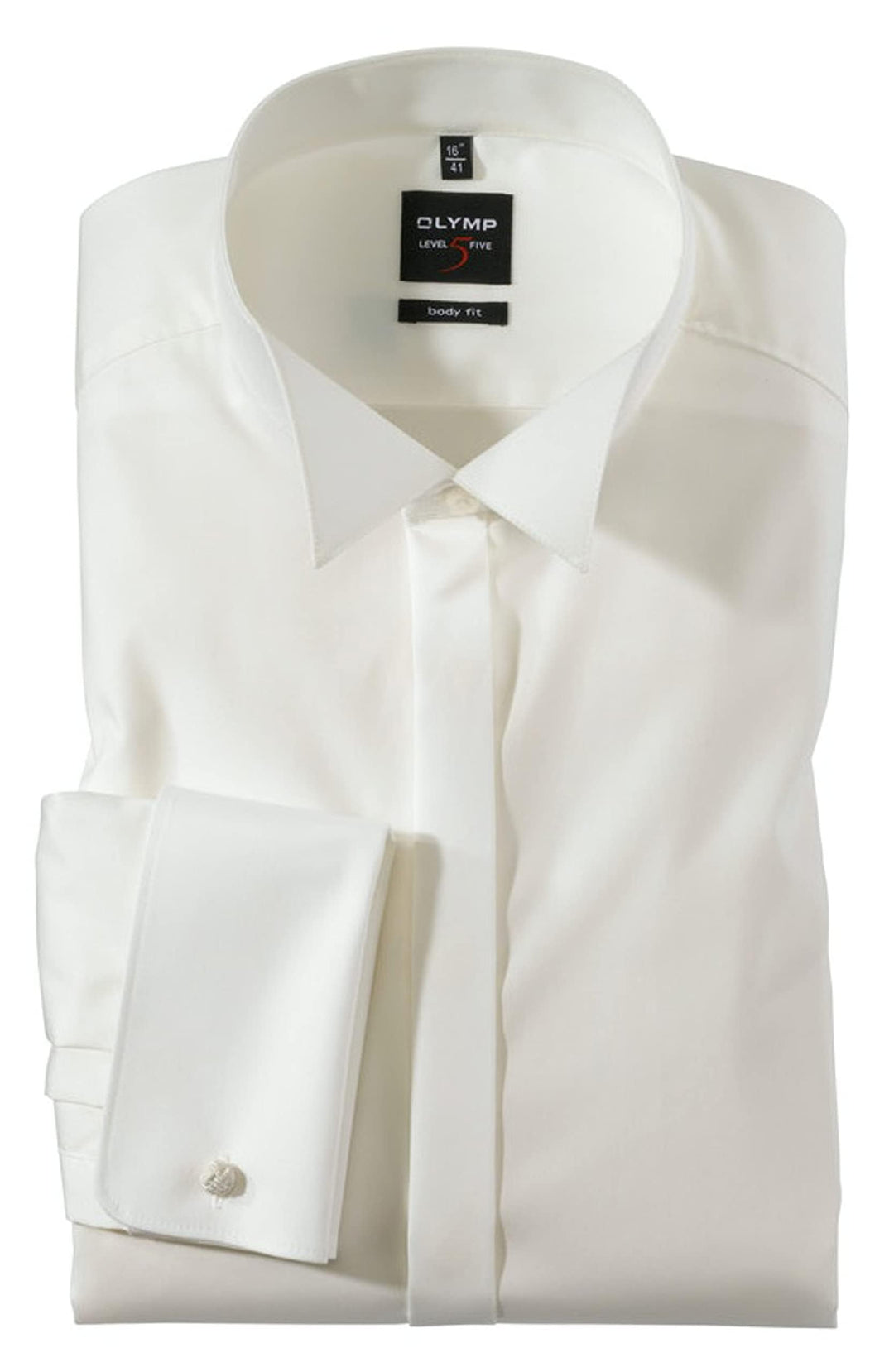 OLYMP Level Five Body fit Gala Hemd Langarm Stretch weiss 36 Beige, 36 Beige