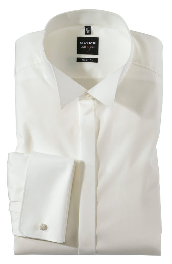 OLYMP Level Five Body fit Gala Hemd Langarm Stretch weiss 36 Beige, 36 Beige