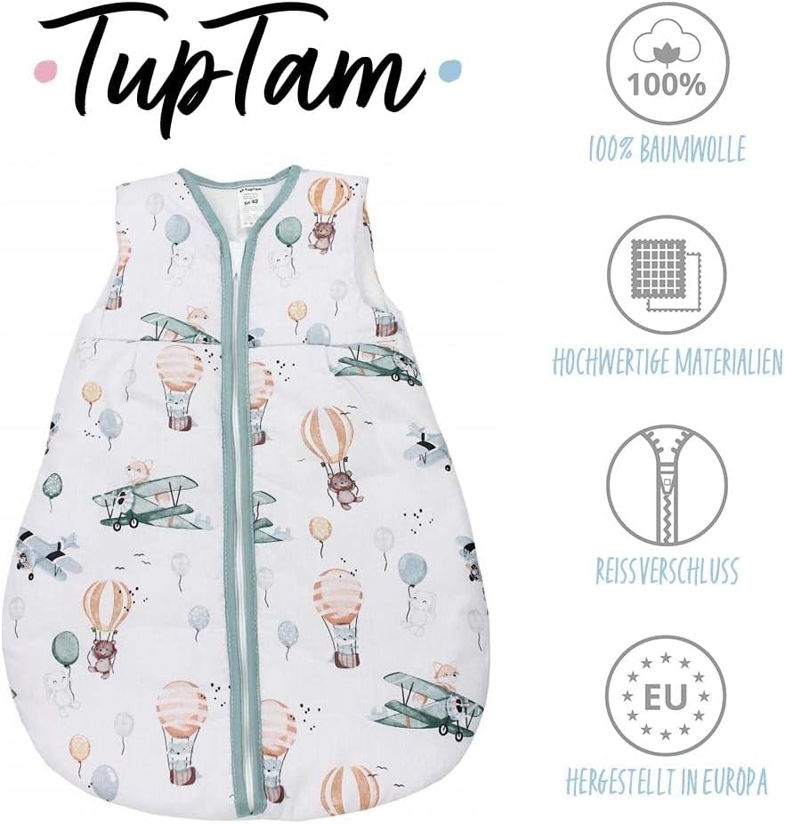 TupTam Ganzjahresschlafsack OEKO- TEX zertifizierte Materialien 2.5 TOG ärmellos Baby Schlafsack wat