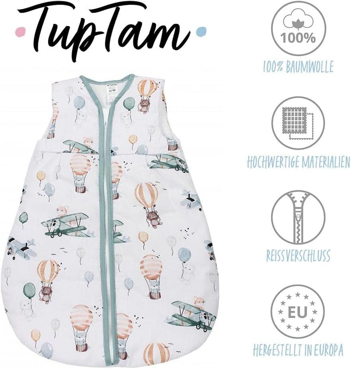 TupTam Ganzjahresschlafsack OEKO- TEX zertifizierte Materialien 2.5 TOG ärmellos Baby Schlafsack wat