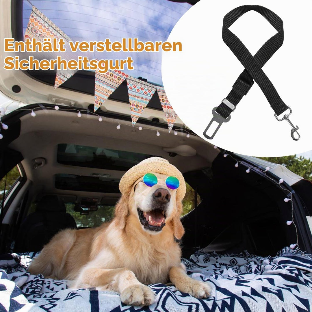 Hundegitter Auto, Autoschutzgitter Verstellbare Breite, Kopfstützen-Hundegitter mit Sicherheitsgurt