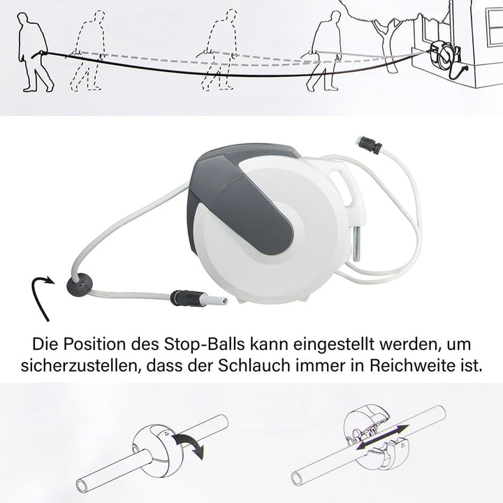 Preis-Zone Wand-Schlauchbox 20m roll-up Schlauchtrommel Gartenschlauch 1/2" 35m White LINE 1/2" 20m