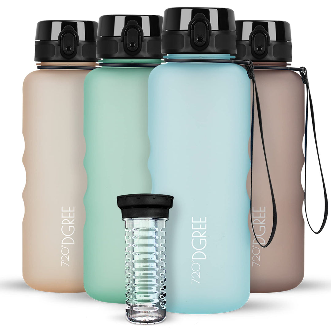 720°DGREE Trinkflasche “uberBottle“ 350ml, 500ml, 650ml, 1l softTouch +Früchtebehälter - Auslaufsich