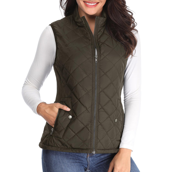 MISS MOLY Damen Weste mit Stehkragen Weste Jacke Winter Warm Ultraleicht Armeegrün 34, Armeegrün 34