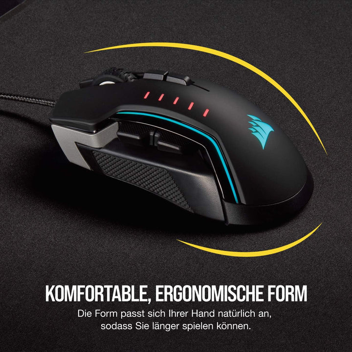 Corsair Glaive PRO RGB Komfortable FPS/MOBA Optisch Gaming Maus (18.000 DPI Optisch Sensor, Austausc