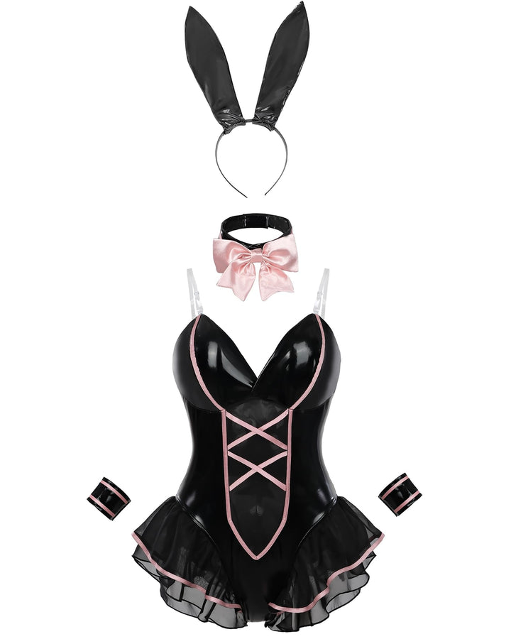 Bunny Kostüm Frauen Sakurajima Mai Cosplay Kostüm Anime Senpai Bunny Suit mit Ohren,Erwachsene Pink