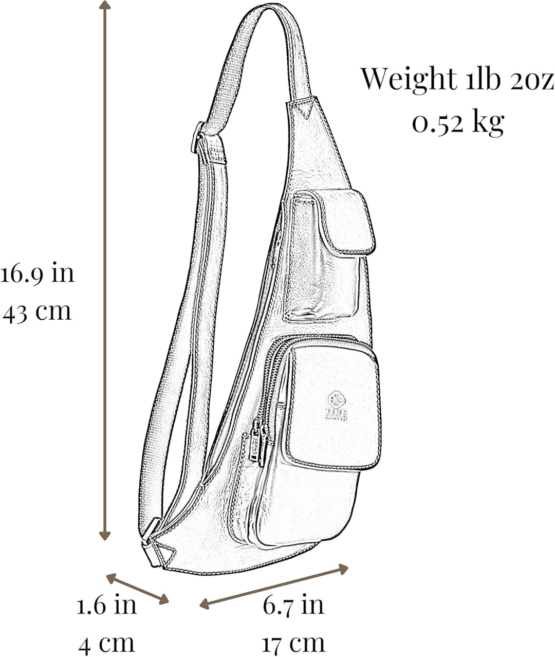Time Resistance Brusttasche Leder - Damen und Herren Bauchtasche - Sling Bag - 100% Leder - Italieni