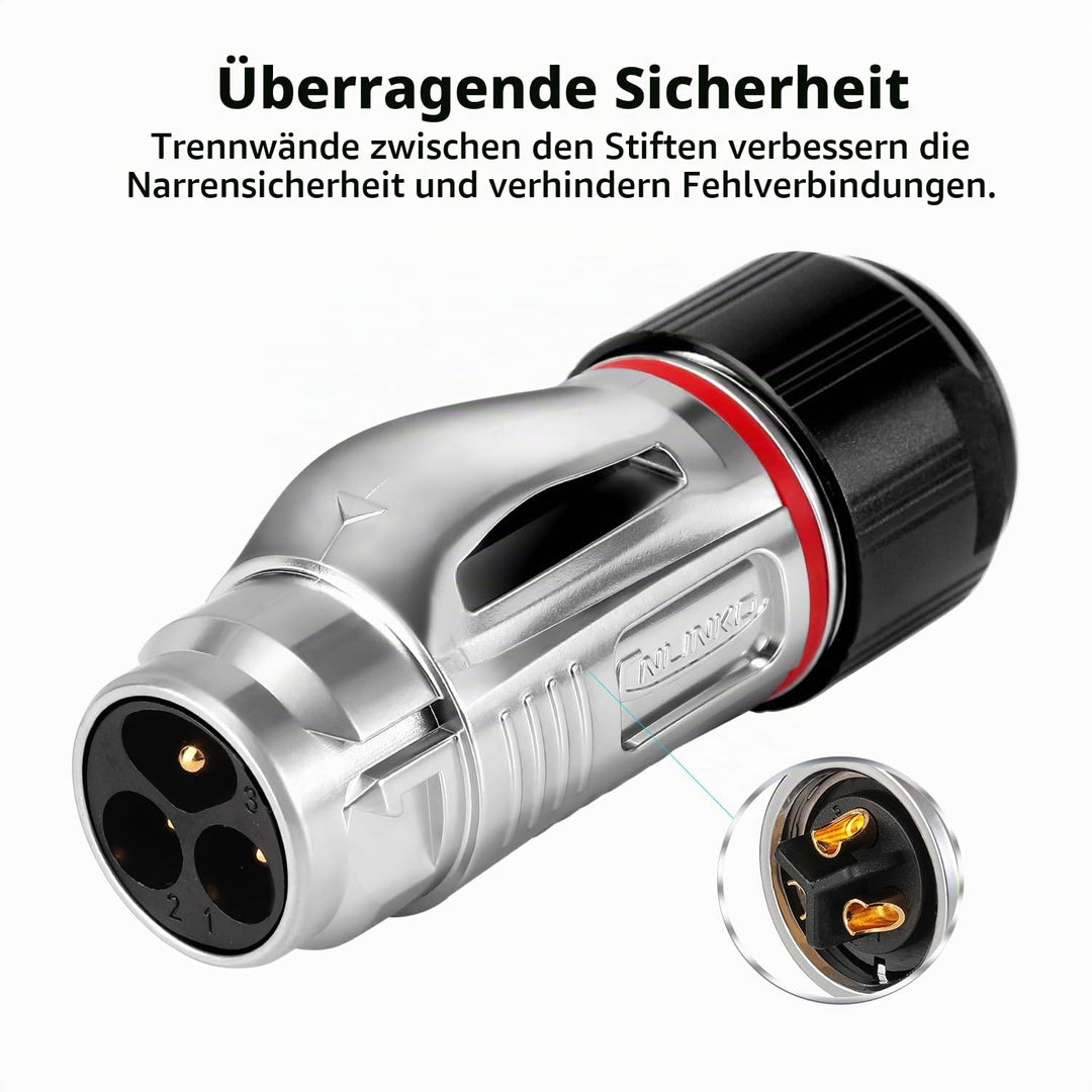 CNLINKO BD-20 Industrieller Wasserdichter Steckverbinder IP67 Rundsteckverbinder Eingebaute Buchse L