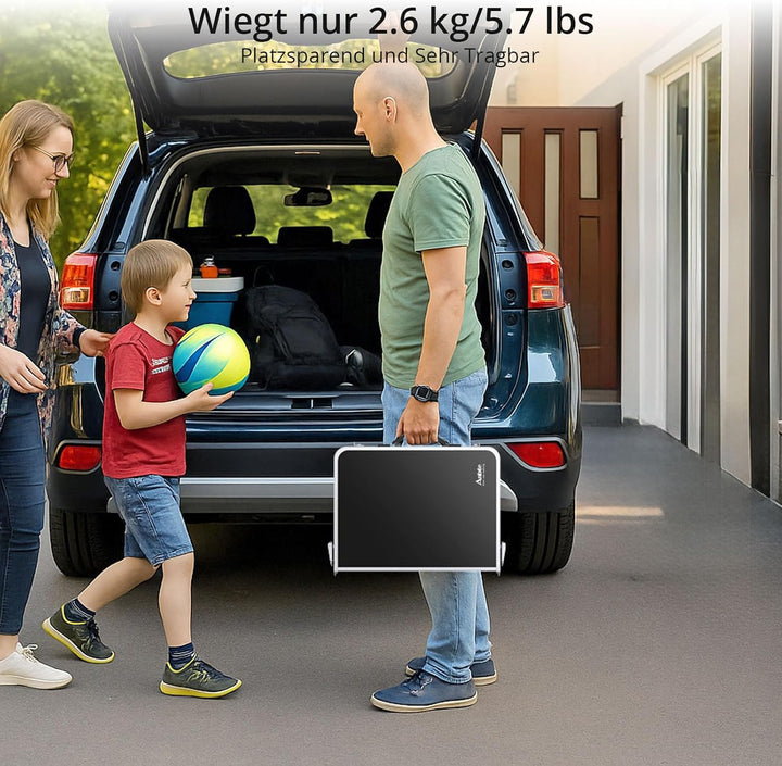 Anbte Campingtisch Klapptisch Aluminium Falttisch 3 Höhen Verstellbarer Camping Tisch mit Aufbewahru