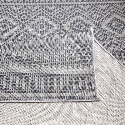 carpet city Outdoor Teppich Terrasse Wetterfest - 160x230 cm - Balkonteppich Anthrazit - Ethno Look