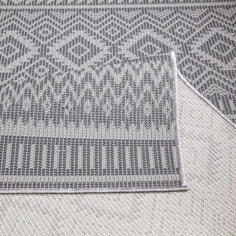 carpet city Outdoor Teppich Terrasse Wetterfest - 160x230 cm - Balkonteppich Anthrazit - Ethno Look