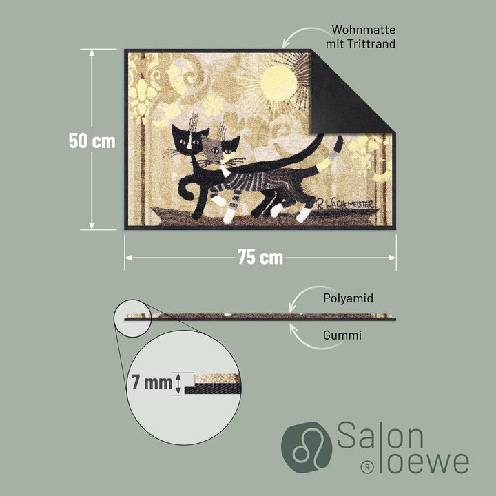 Rosina Wachtmeister Passeggiata Fussmatte 50 x 75 cm Schmutzfangmatte waschbar Katzen Eingangs-Matte