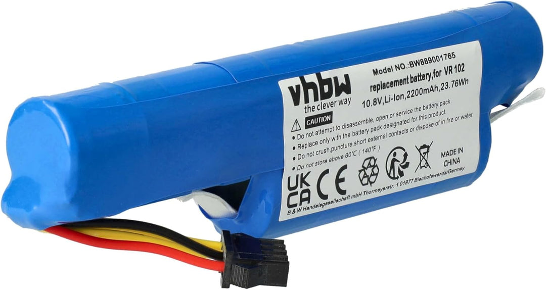 vhbw Akku kompatibel mit Vileda VR 102, VR ONE Home Cleaner Heimroboter (2200 mAh, 10,8 V, Li-Ion)