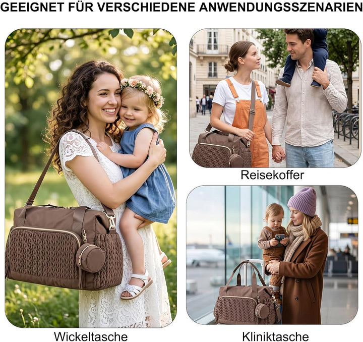 Wickeltasche Gross - Wickeltasche Kinderwagen mit Wickelunterlage, Multifunktionale Bag für Mommy, D