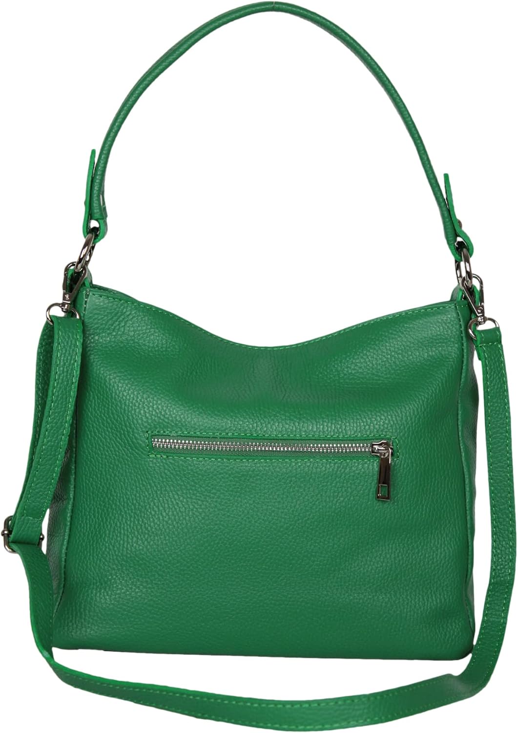 AmbraModa GL35 - Damen Handtasche Schultertasche Umhängetasche aus genarbtem Rindsleder Grün, Grün