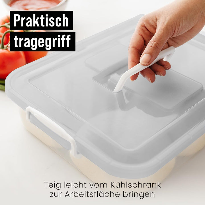 Chef Pomodoro 2 x Pizzaballenbox mit Deckel (35,6 x 27,9 cm), Teigbox Pizza, Pizzaboxen Teig, Pizzat