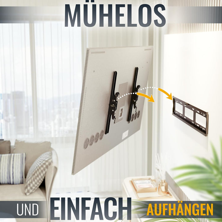 RICOO TV Wandhalterung Fernseher Neigbar Flach Slim für 37-80 Zoll, Universal TV Halterung R07, Fern