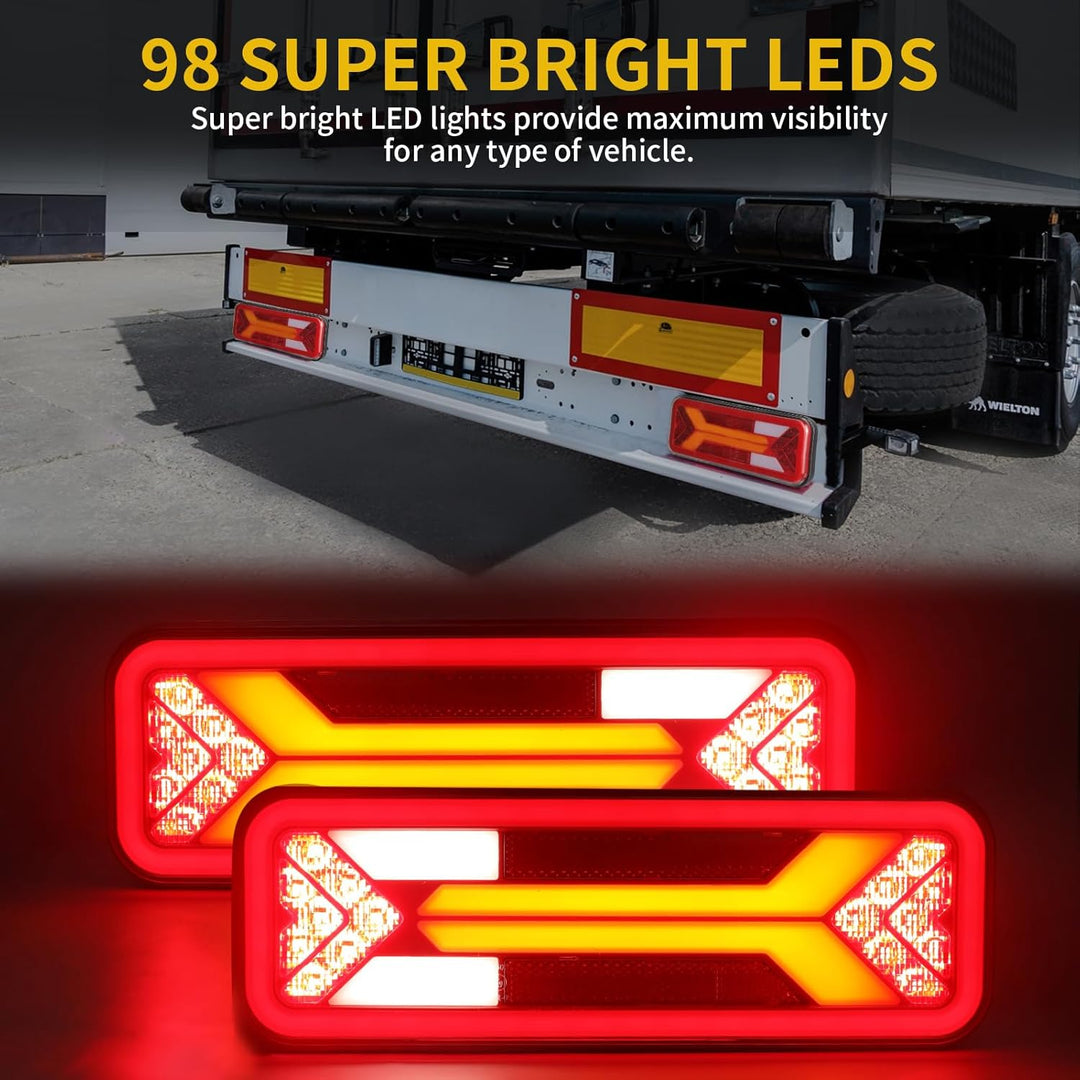 AOHEWEI 2 Stück Anhänger-Rücklichter, 12 V/24 V, superhell, wasserdicht, Blinker, Bremse, Rückwärtsg