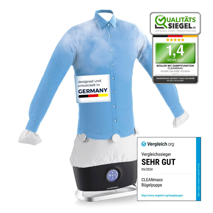 CLEANmaxx automatischer Hemdenbügler PRO STEAM mit Dampffunktion & Touchdisplay | Bügelgerät für Hem