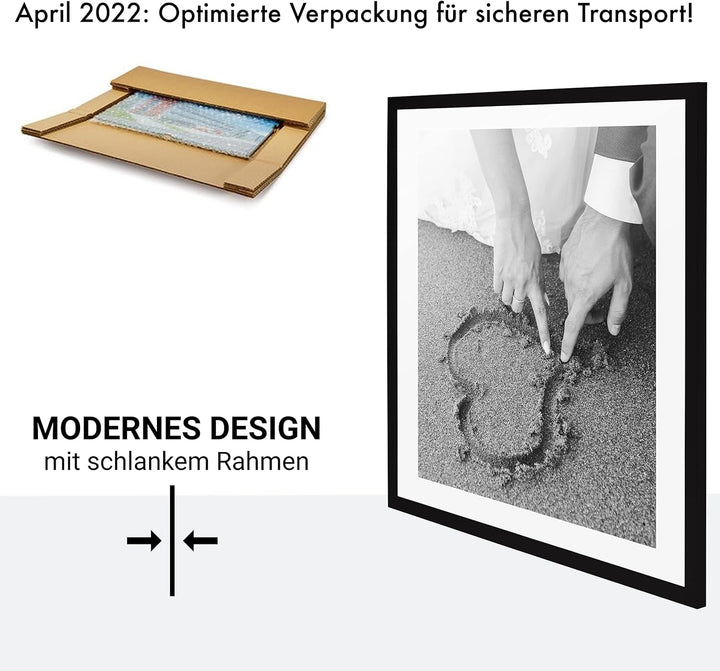 1x Bilderrahmen 60x60 cm Schwarz Rahmen 1-Pack | Dokumentenrahmen, Collage, Poster | MDF Holz-Poster