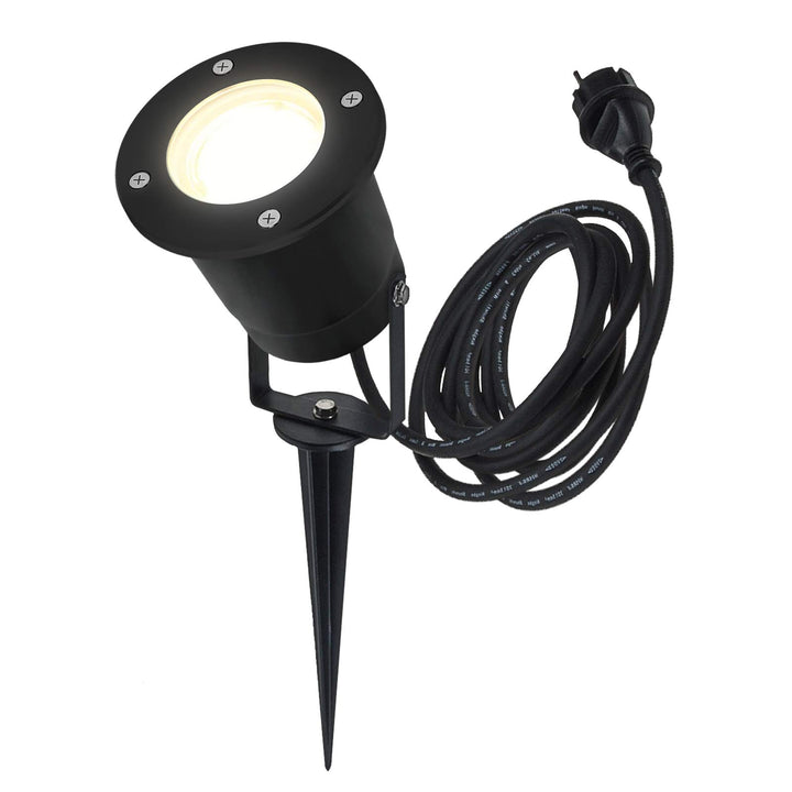 LED Erdspiessleuchte schwarz Aussenstrahler inkl. Montagebügel und Erdspiess schwenkbar Gartenstrahl