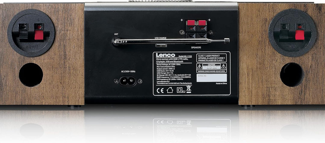 Lenco MC-175 Kompaktanlage - DAB+ und FM - CD/MP3 Player - Bluetooth - 2 x USB - QI Lader - 2 x 20 W