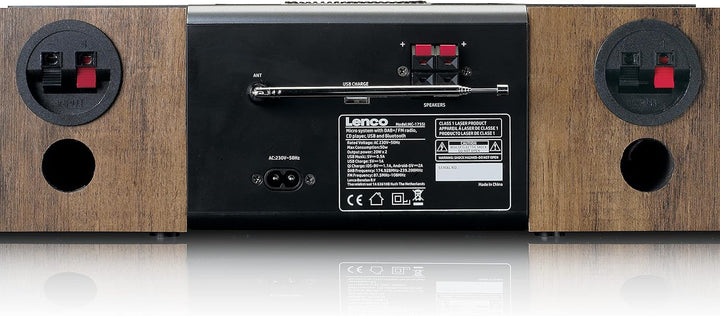 Lenco MC-175 Kompaktanlage - DAB+ und FM - CD/MP3 Player - Bluetooth - 2 x USB - QI Lader - 2 x 20 W