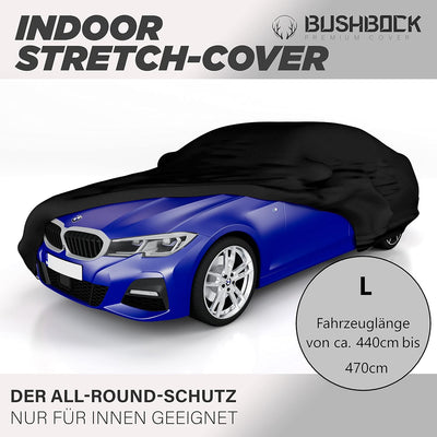 BUSHBOCK® Premium Autoabdeckung Indoor - Satin Schutzhülle Stoff - Abdeckplane Autoplane Autogarage