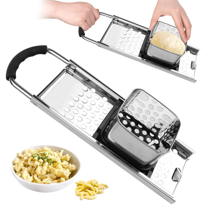 Spätzlehobel, Spätzlereibe Edelstahl, Spätzlepresse mit Gummigriff, Spätzlesieb Spülmaschinenfest, S