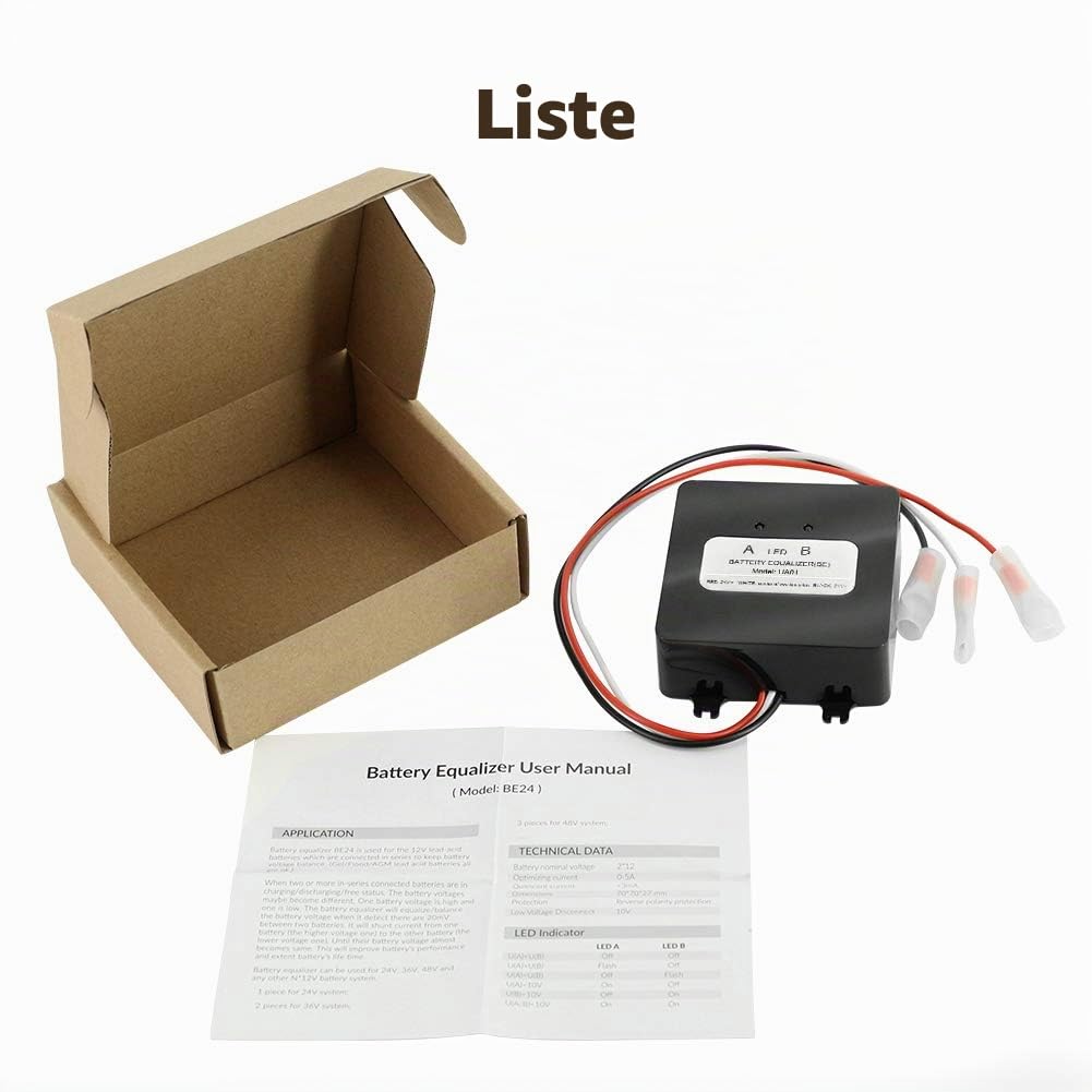 SolaMr 24V Batterie-Equalizer 2x12V Batterie Ausgleicher Battery Balancer Equalizer für Gel/Hochwass