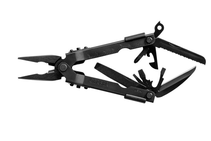 Gerber Multi-Tool mit zwei Messern und Leder-Scheide, MP600 Full-Size, Mit 14 Funktionen, Schwarz, 7