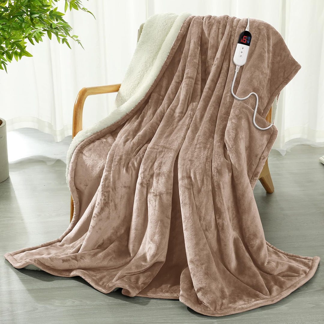 COZYTY Heizdecke mit Abschaltautomatik 130x180cm – Flanell Elektrische Wärmedecke, 6 Heizstufen &10-