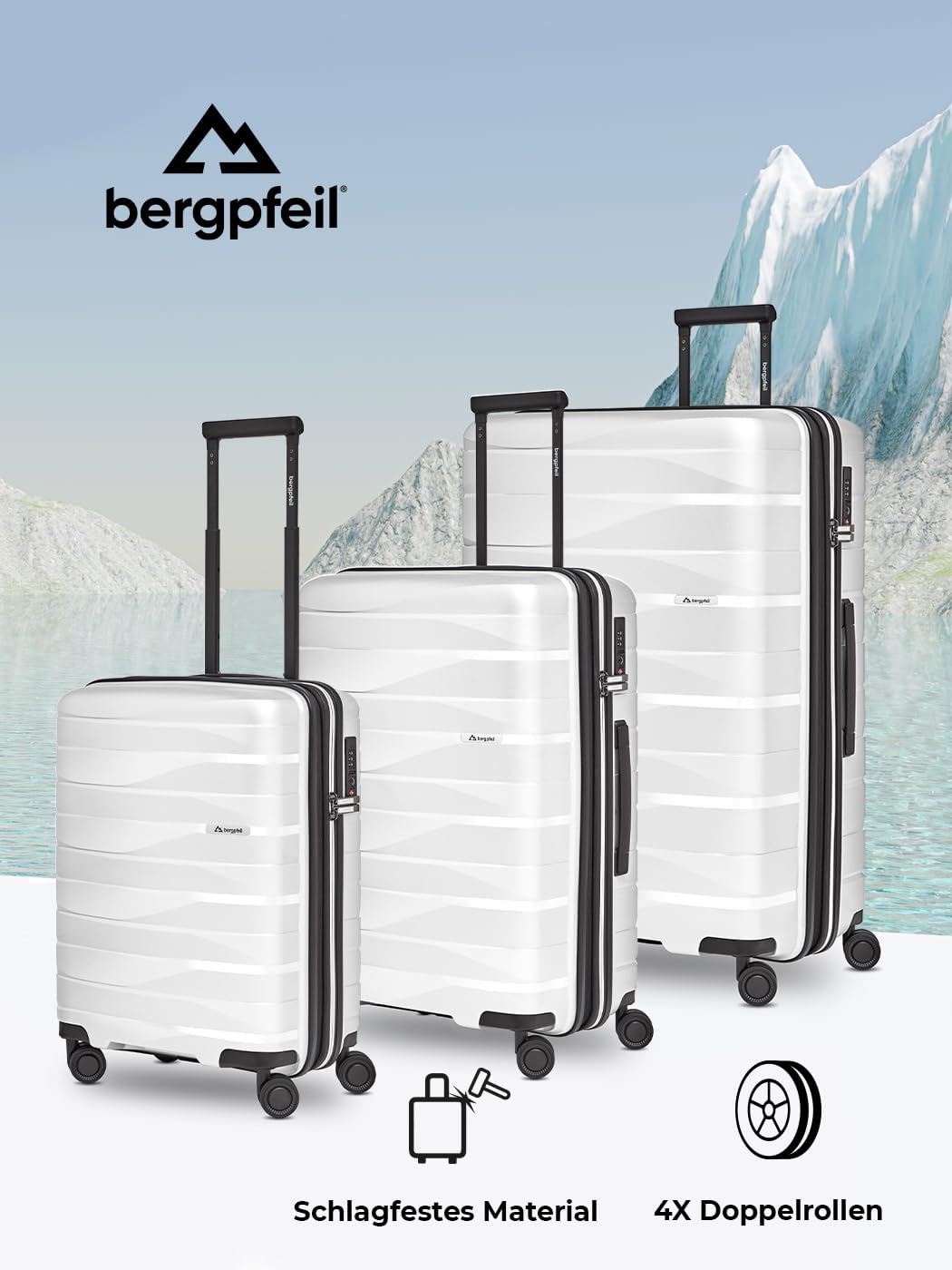 Koffer-Set 3-teilig |Hochwertiges Polypropylen-Material |mit Dehnfalte erweiterbares Koffer-Set Unis