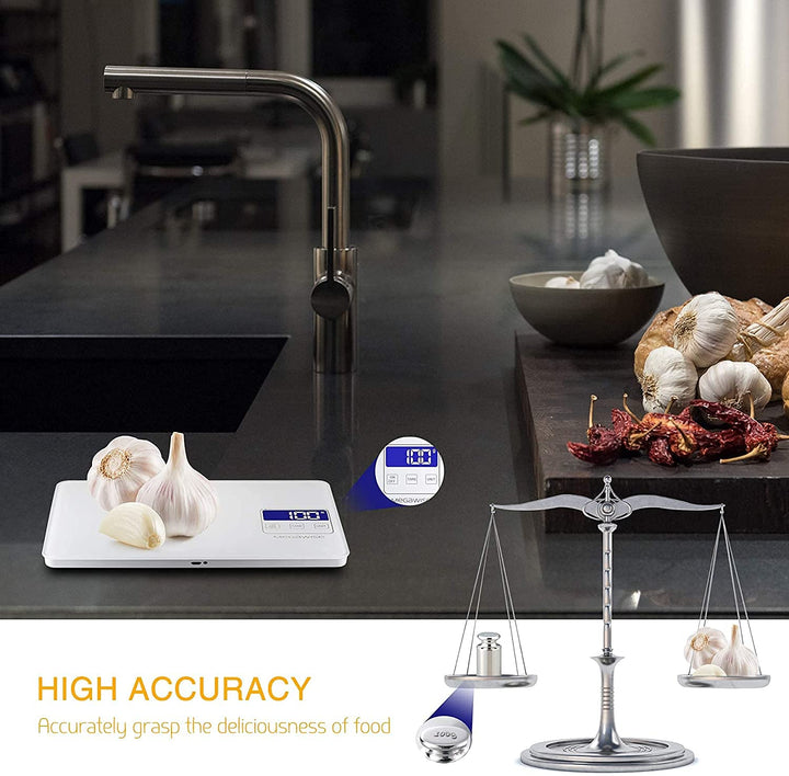 MegaWise Food Scale, 33lb wiederaufladbare digitale Küchenwaage, Gewicht Gramm und Unzen zum Kochen