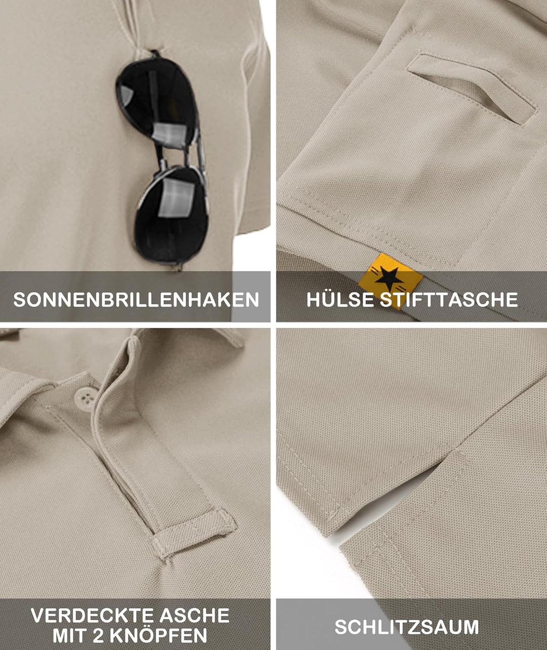 JACKETOWN Herren Kurzarm Poloshirt Schnelltrocknend Atmungsaktives Tshirt Tennis Sommer Poloshirts M