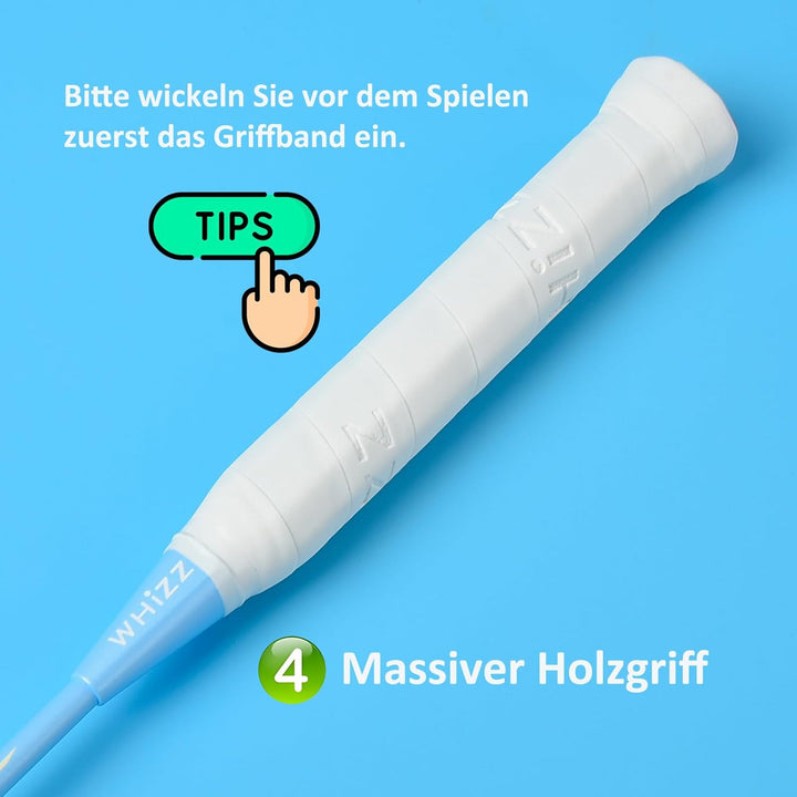 WHiZZ Carbon Badminton Schläger Set, Leichter Graphit Badmintonschläger Federball Set für Training,