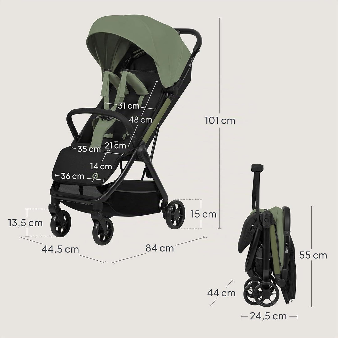 Lionelo Julie Air Buggy bis zu 22 kg von 6 m bis 4 Jahre Für Flugzeug Schwenkräder 360° Federung Ein