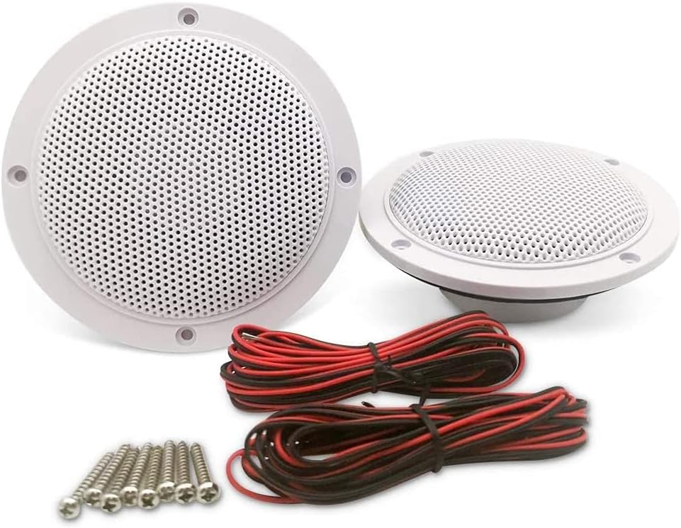 Herdio 4 Zoll Runde Deckenlautsprecher, Paar 160 Watts wasserdichte Marine Boot Einbaulautsprecher,