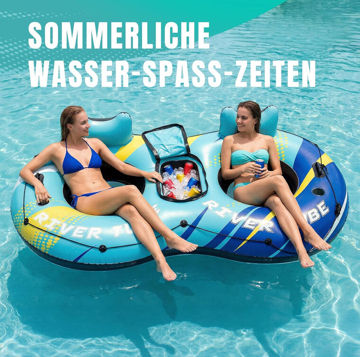 SOLAVERO Aufblasbare Luftmatratze Pool, Wasser Schwimmring Erwachsene mit Rückenlehne, Schwimmsessel