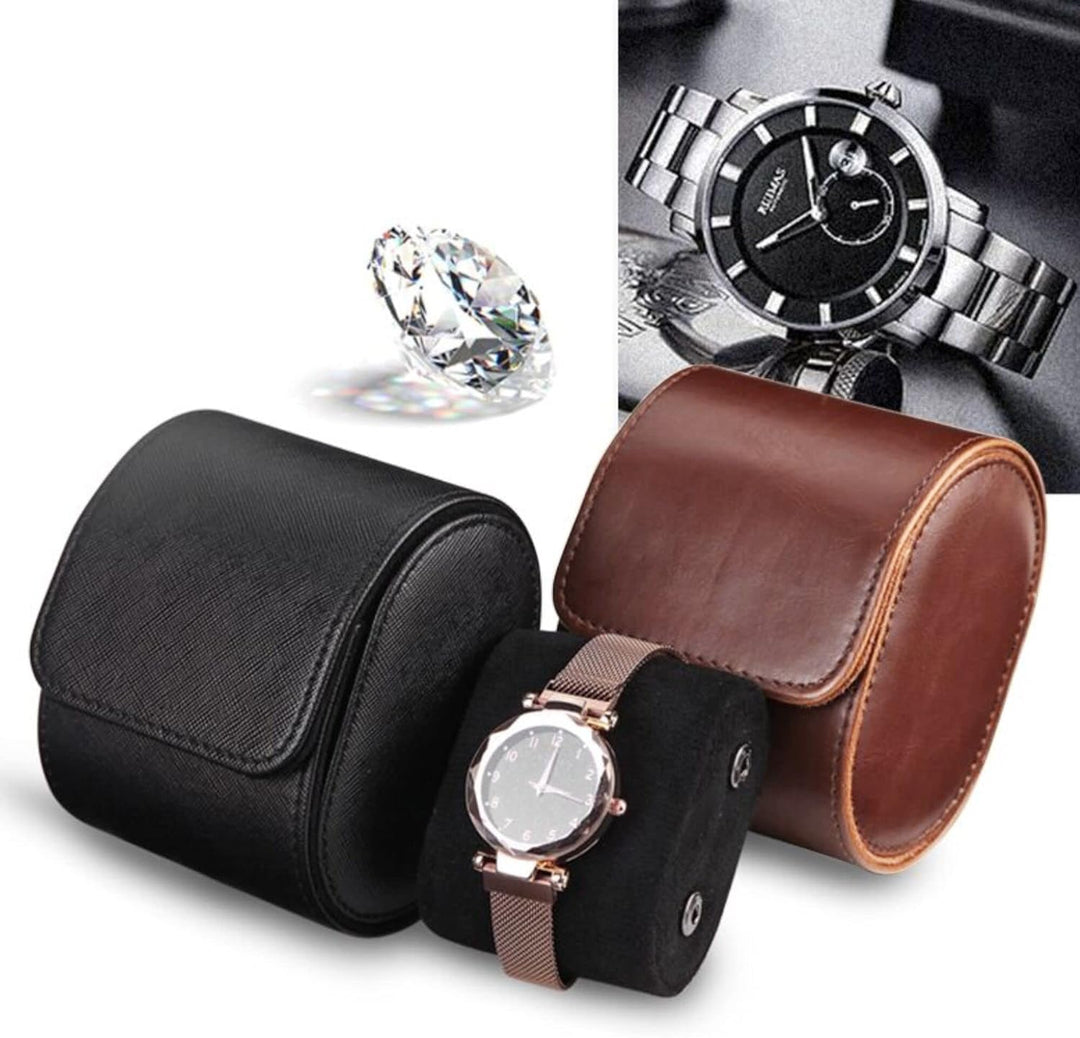 KnR Harmony Tragbare Uhrenbox mit einem Steckplatz 1pcs Uhrenbox Watch Organizer Lederuhrenhalter fü