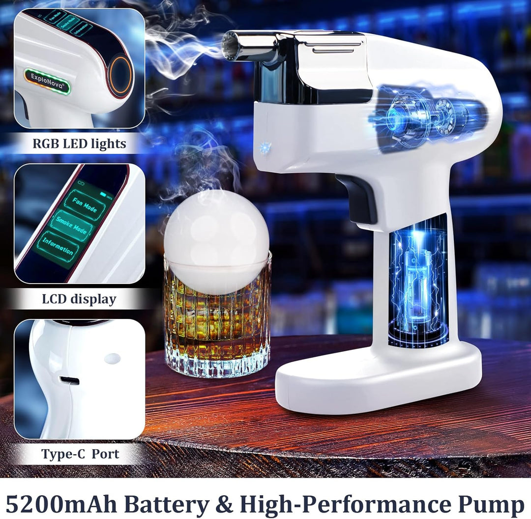 cocktailmaschine mit 5 Aroma Pods, essbarer Blase, Cocktail Bubble Smoke Gun, Whiskey Smoker Kit, pe