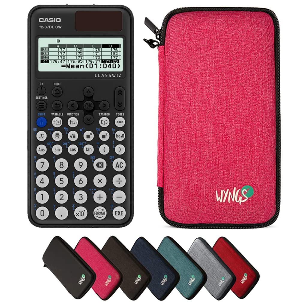CALCUSO Sparpaket: Casio FX-87DE CW ClassWiz technisch-wissenschaftlicher Schulrechner + WYNGS Schut