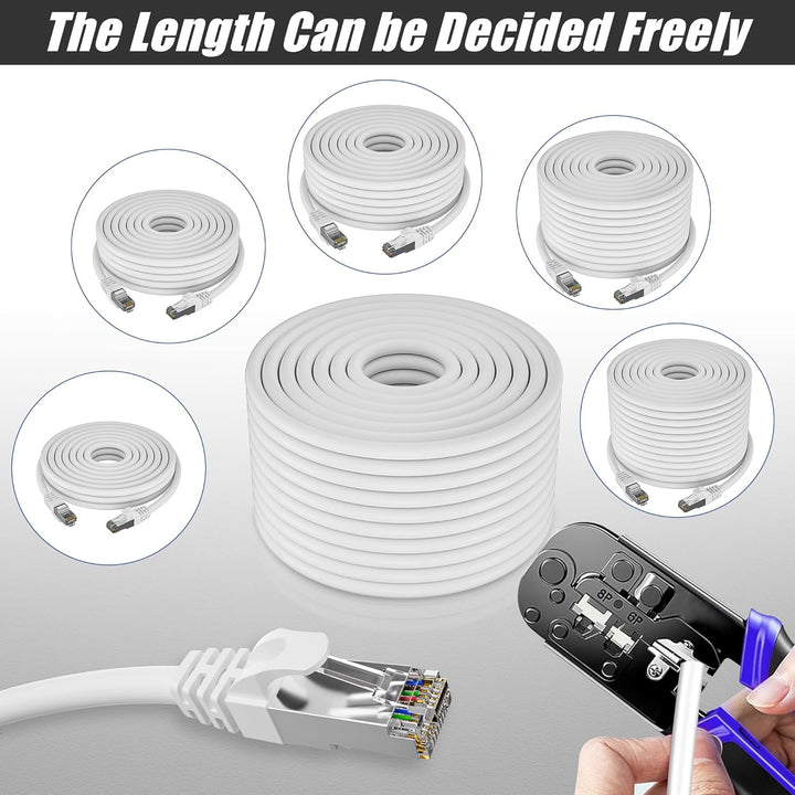 Netzwerkkabel 150m Outdoor, Lan Kabel Cat 6 150 Meter Verlegekabel Weiss Lange Aussenbereich Install