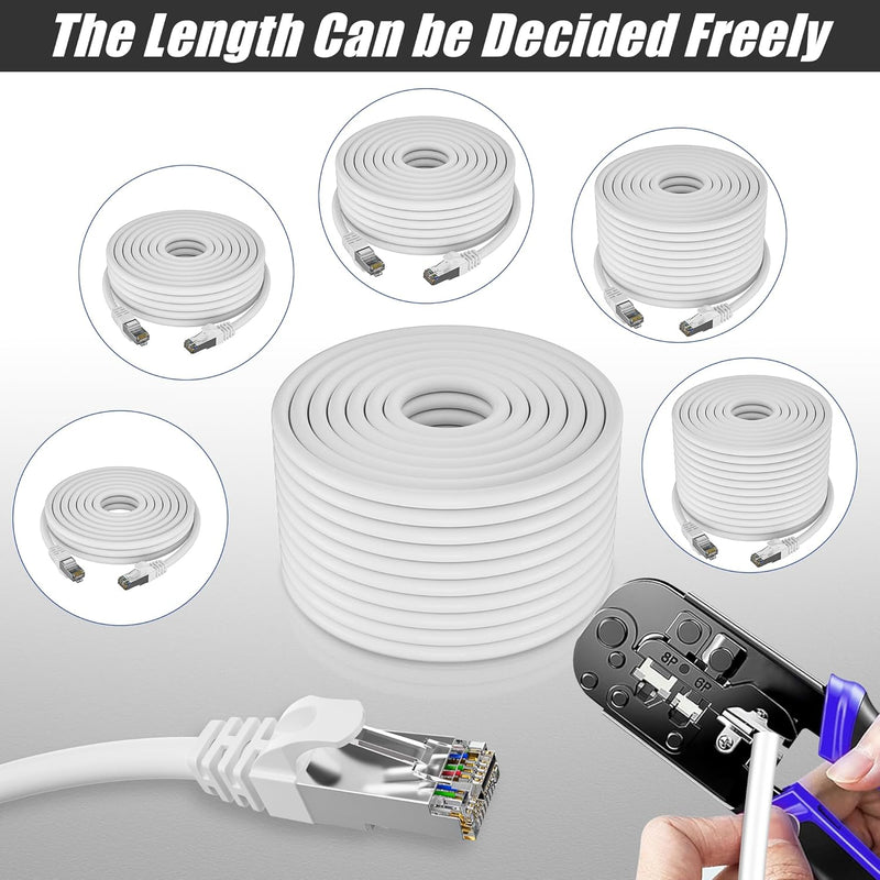 Netzwerkkabel 150m Outdoor, Lan Kabel Cat 6 150 Meter Verlegekabel Weiss Lange Aussenbereich Install