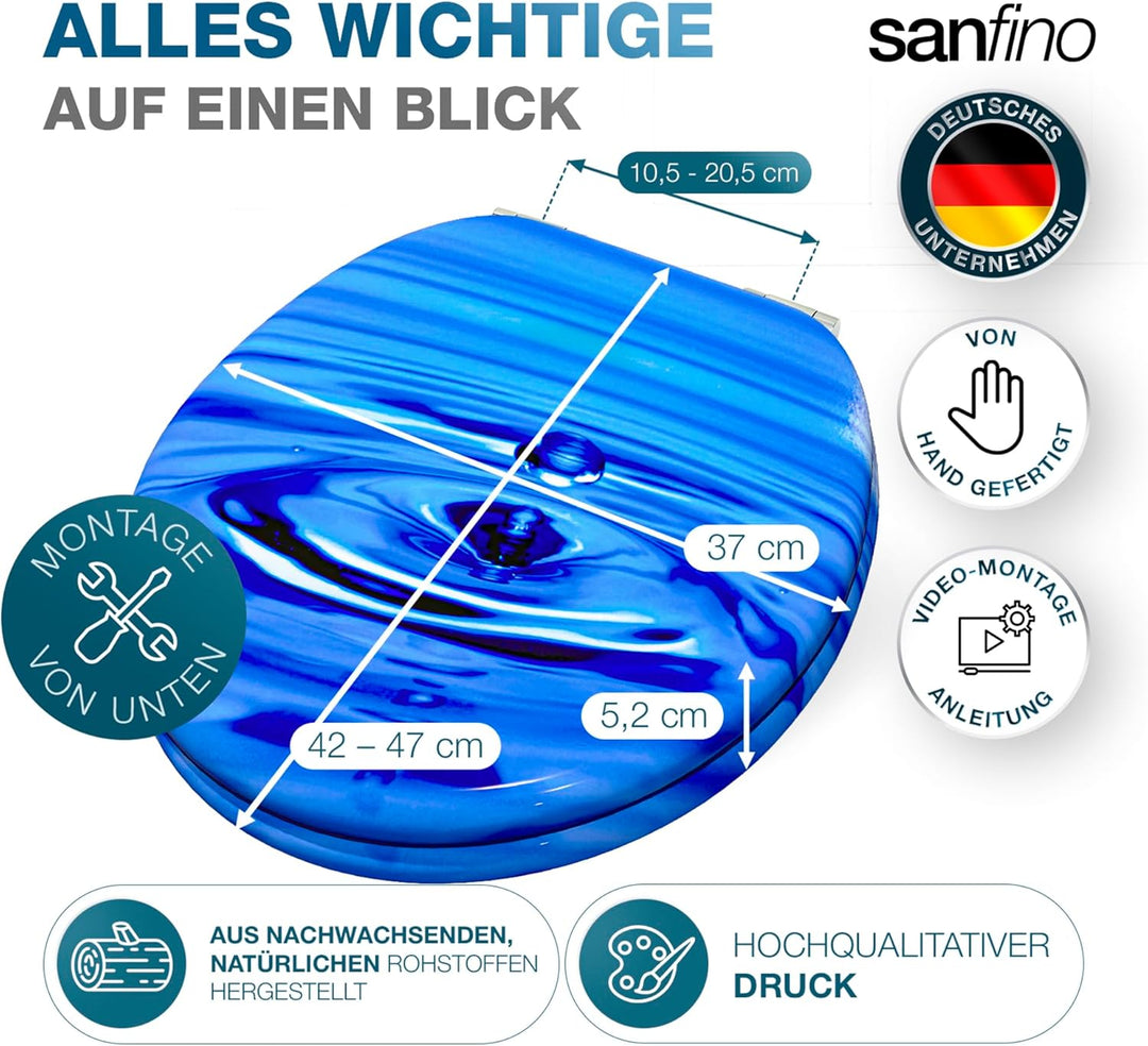 Premium WC Sitz mit Absenkautomatik – hochwertige Toilettendeckel aus Holz, viele bunte Motive, hohe