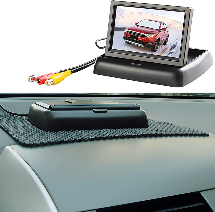 OBEST 4,3 Zoll TFT LCD Auto Farbe Rückfahrkamera Monitor, Faltbar Mit V1/V2 Video-Eingang, DC12V-24V