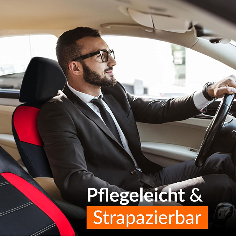 Upgrade4cars Sitzbezüge Auto Vordersitze Leder-Optik | Kunstleder Schonbezüge Set Universal Schwarz