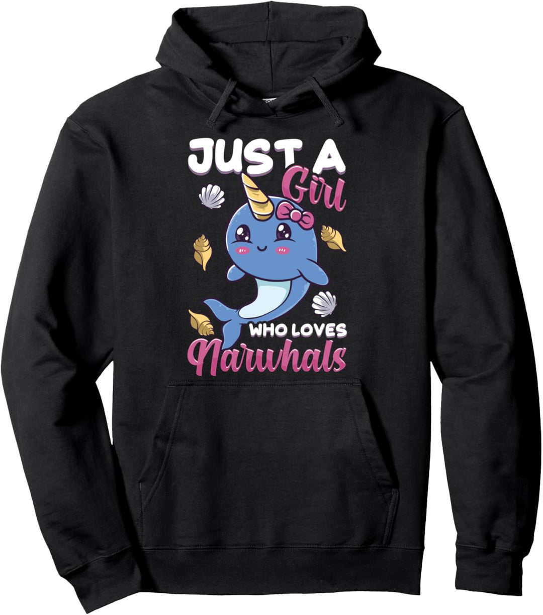 Cute & Funny Just A Girl Who Loves Narwhals Pullover Hoodie