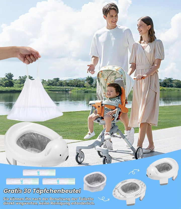 Töpfchen Toilettensitz Kinder, 3 in 1 Faltbares Reisetöpfchen Kinder, Töpfchen für Unterwegs, Baby P
